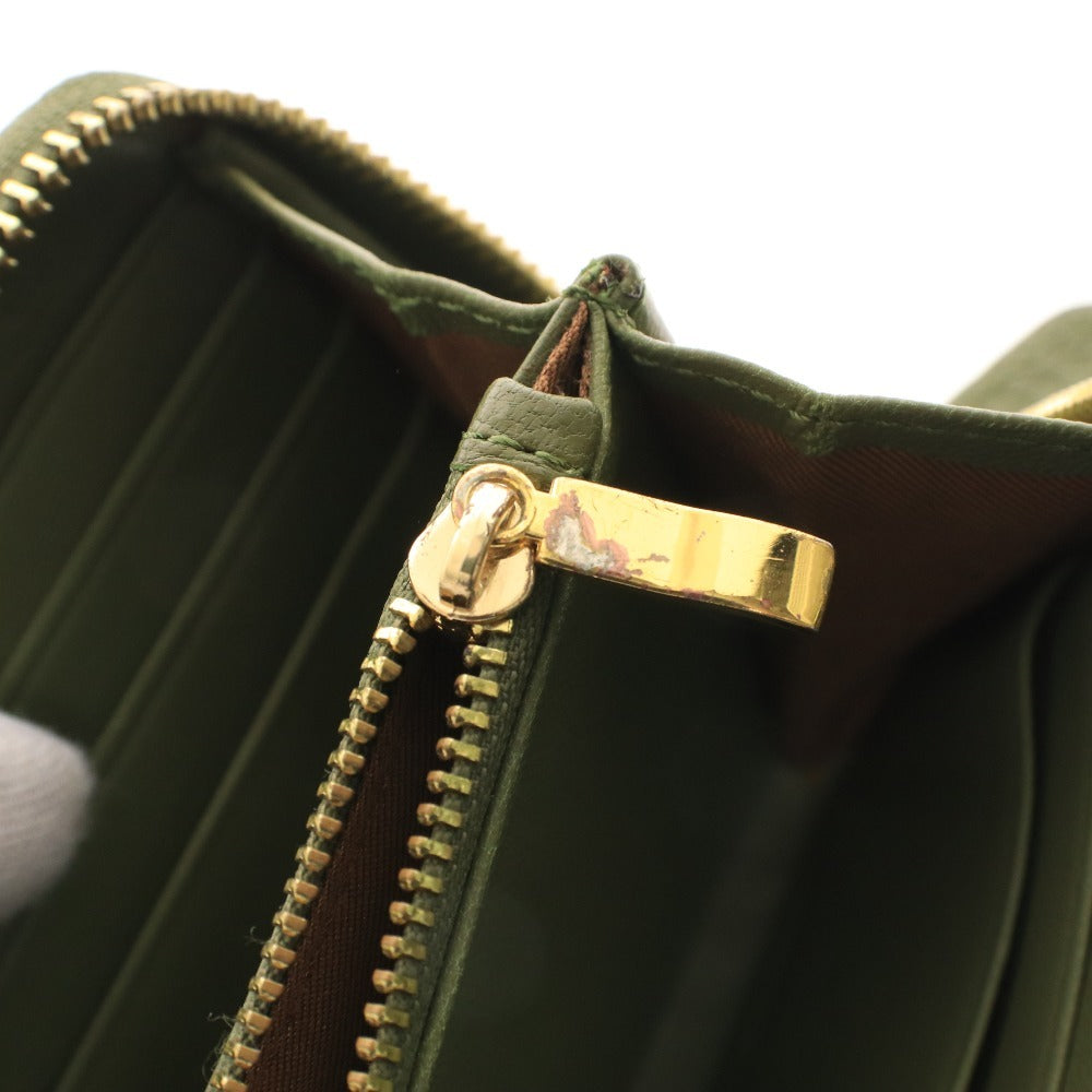 ■ mura ムラ 長財布 ウォレット ラウンドファスナー ゴールド金具 小銭入れ カード入れ メンズ レディース カーキ系 付属品付き