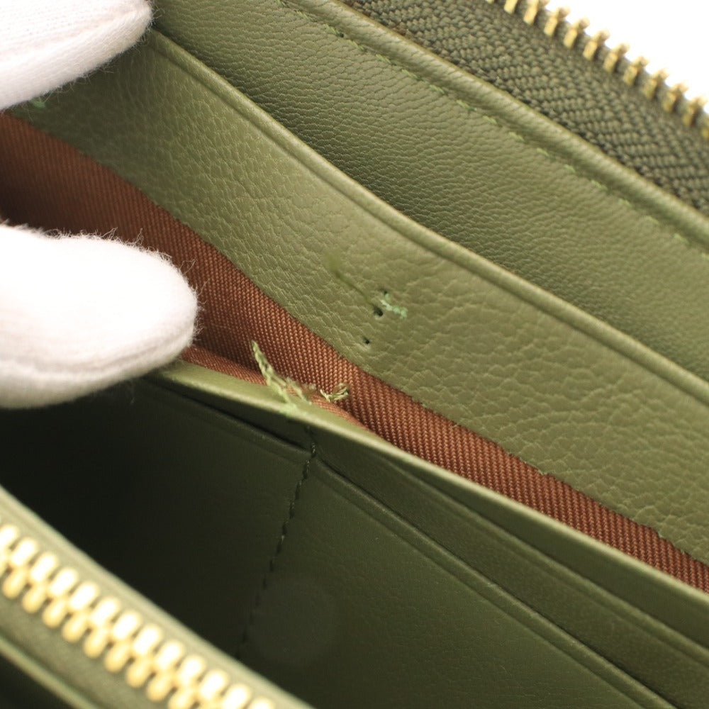 ■ mura ムラ 長財布 ウォレット ラウンドファスナー ゴールド金具 小銭入れ カード入れ メンズ レディース カーキ系 付属品付き