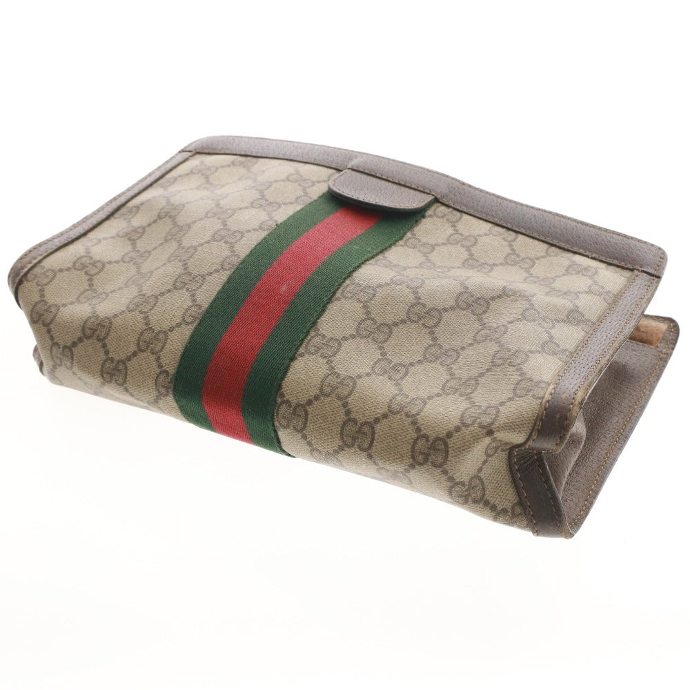 ■ GUCCI グッチ GGスプリーム ウェブ シェリーライン クラッチバッグ 41・014・2125・28 ハンドバッグ 鞄 メンズ ブラウン系 ベージュ系