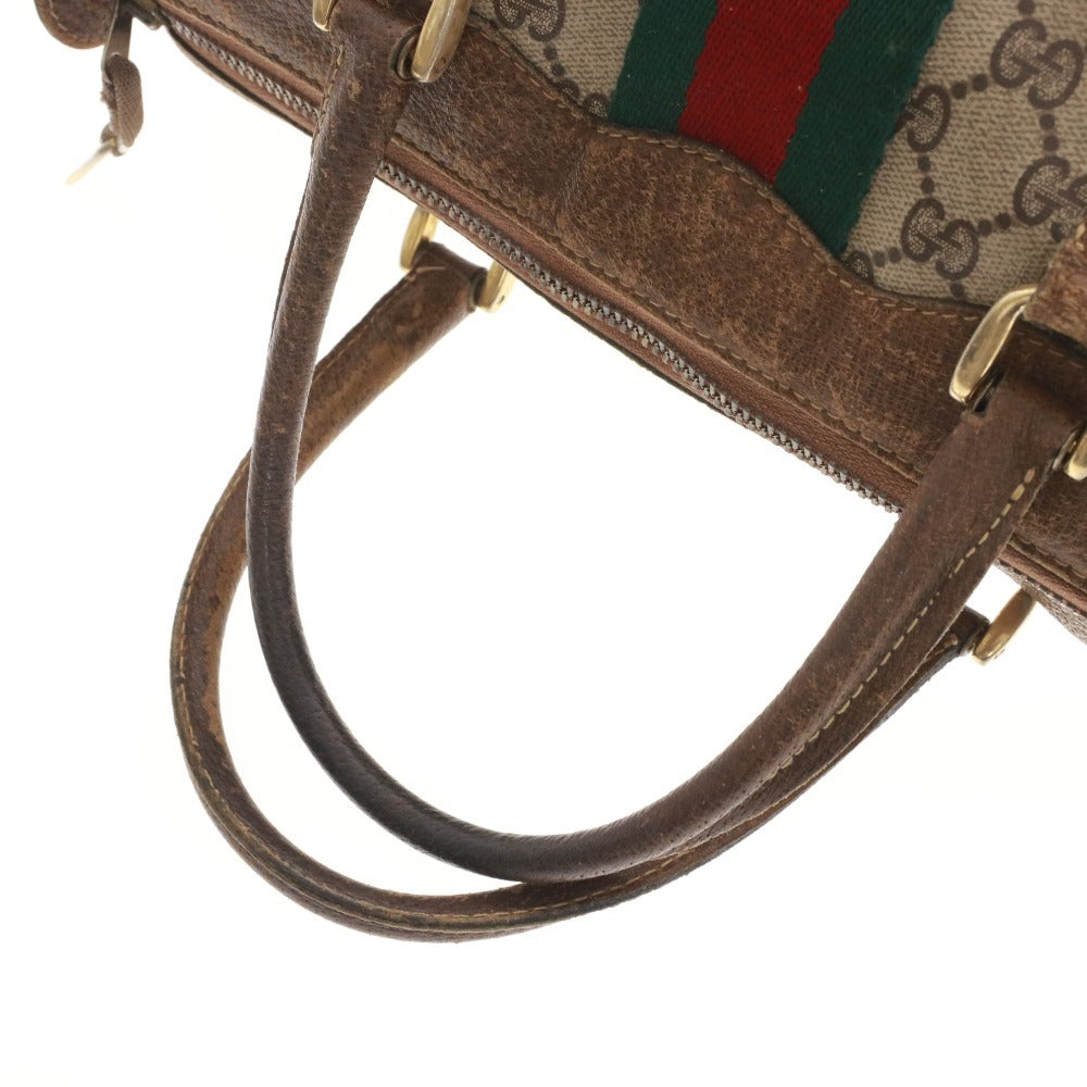 ■ GUCCI Old Sherry Line GG Supreme Mini Boston Bag, Handbag, Men's, Brown, Beige