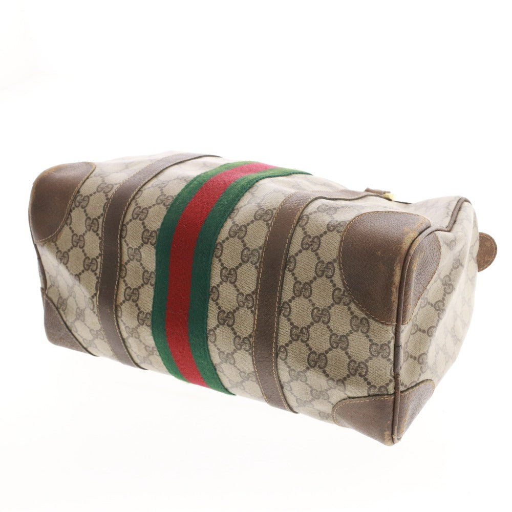 ■ GUCCI Old Sherry Line GG Supreme Mini Boston Bag, Handbag, Men's, Brown, Beige