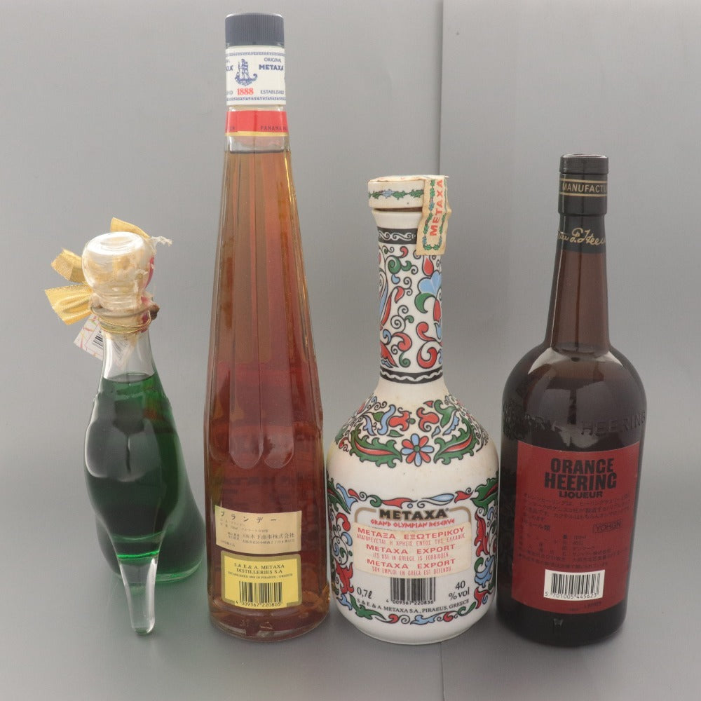 ■ 酒 ブランデー リキュール 4本セットまとめ売り メタクサ サントリー オレンジヒーリング シンデレラシュー 未開栓 未使用 箱付き含む