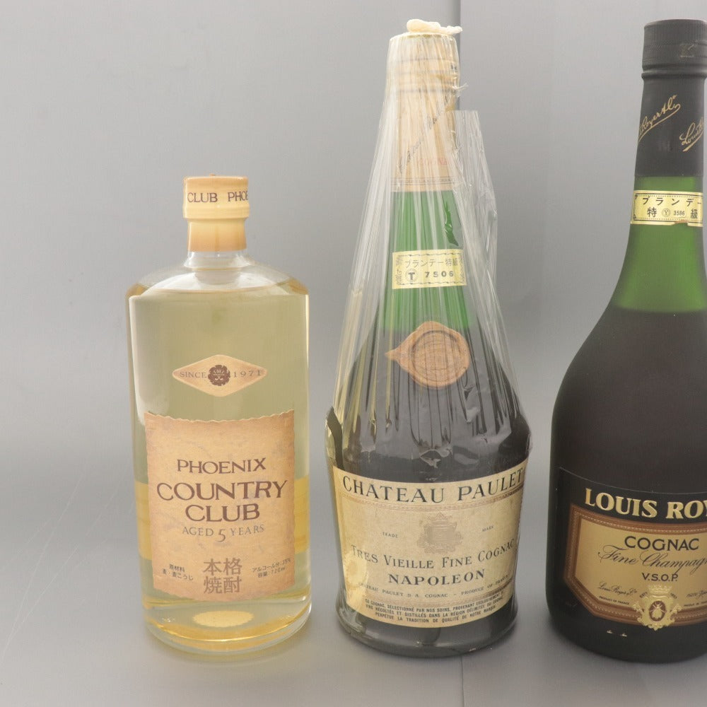■ 酒 ブランデー 焼酎 4本セット まとめ売り シャボー ナポレオン アルマニャック コニャック ルイロワイエ 未開栓 未使用 箱付き含む