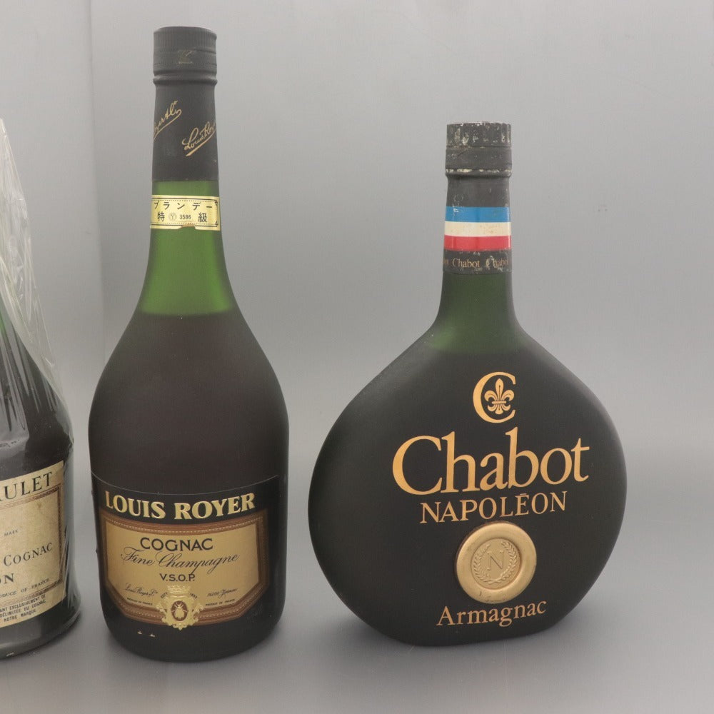 ■ 酒 ブランデー 焼酎 4本セット まとめ売り シャボー ナポレオン アルマニャック コニャック ルイロワイエ 未開栓 未使用 箱付き含む