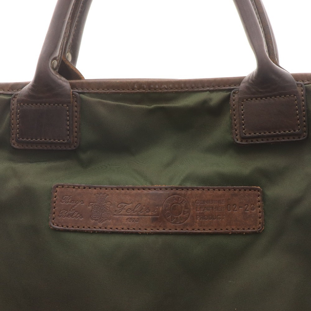 ■ フェリージ ビジネスバッグ ブリーフケース バッグ 鞄 ナイロン レザー イタリア製 メンズ カーキ