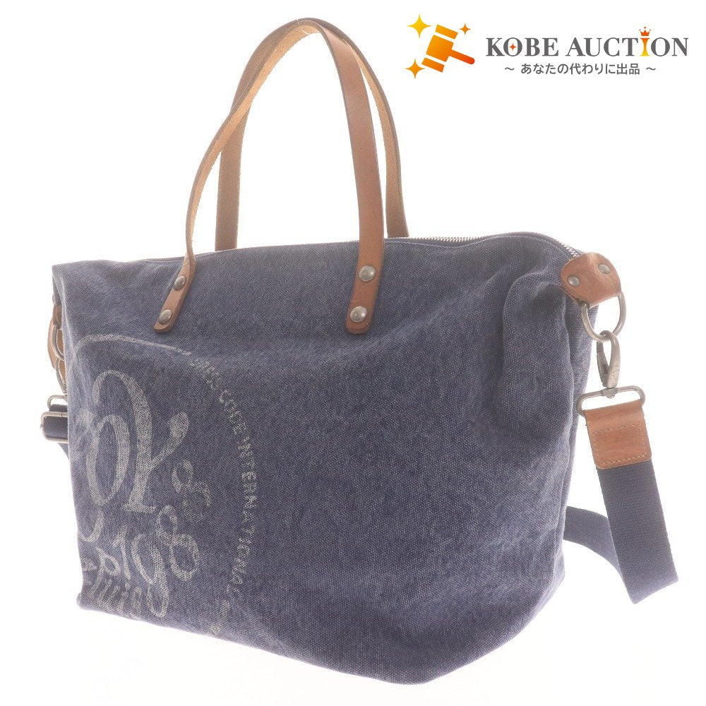 ■ ゾーイ ボストンバッグ バッグ 鞄 ショルダー レザー持ち手 デニムキャンパス ゴルフ メンズ レディース ブルー