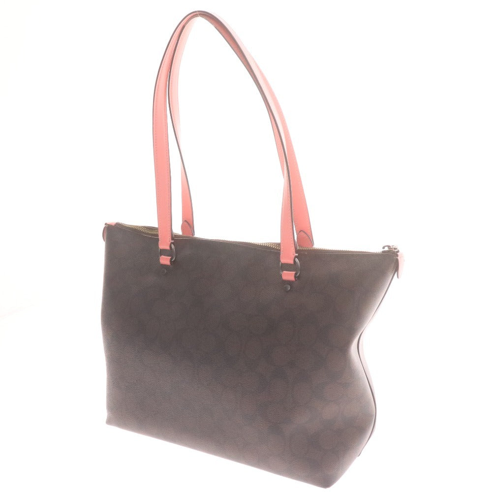 ■ コーチ ハンド トートバッグ シグネチャー C2078-79609 鞄 革 レザー ファスナー モノグラム柄 ロゴ レディース ダークブラウン