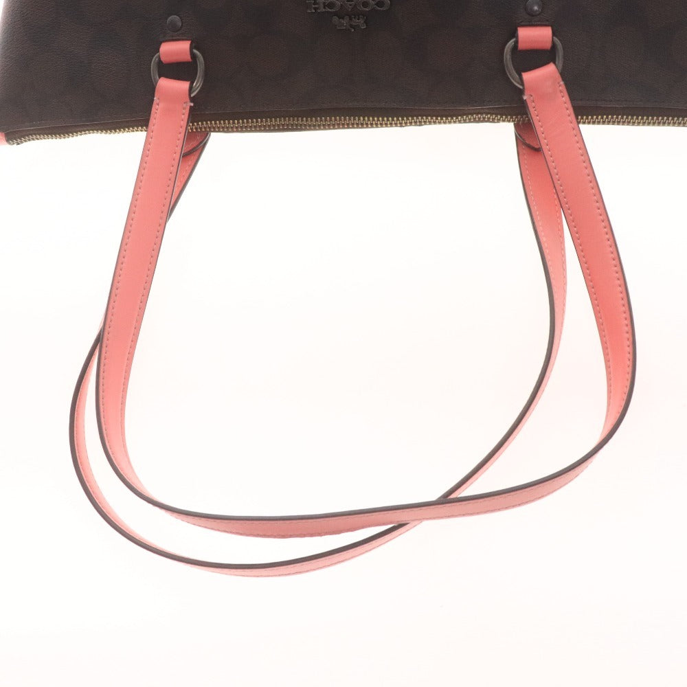 ■ コーチ ハンド トートバッグ シグネチャー C2078-79609 鞄 革 レザー ファスナー モノグラム柄 ロゴ レディース ダークブラウン