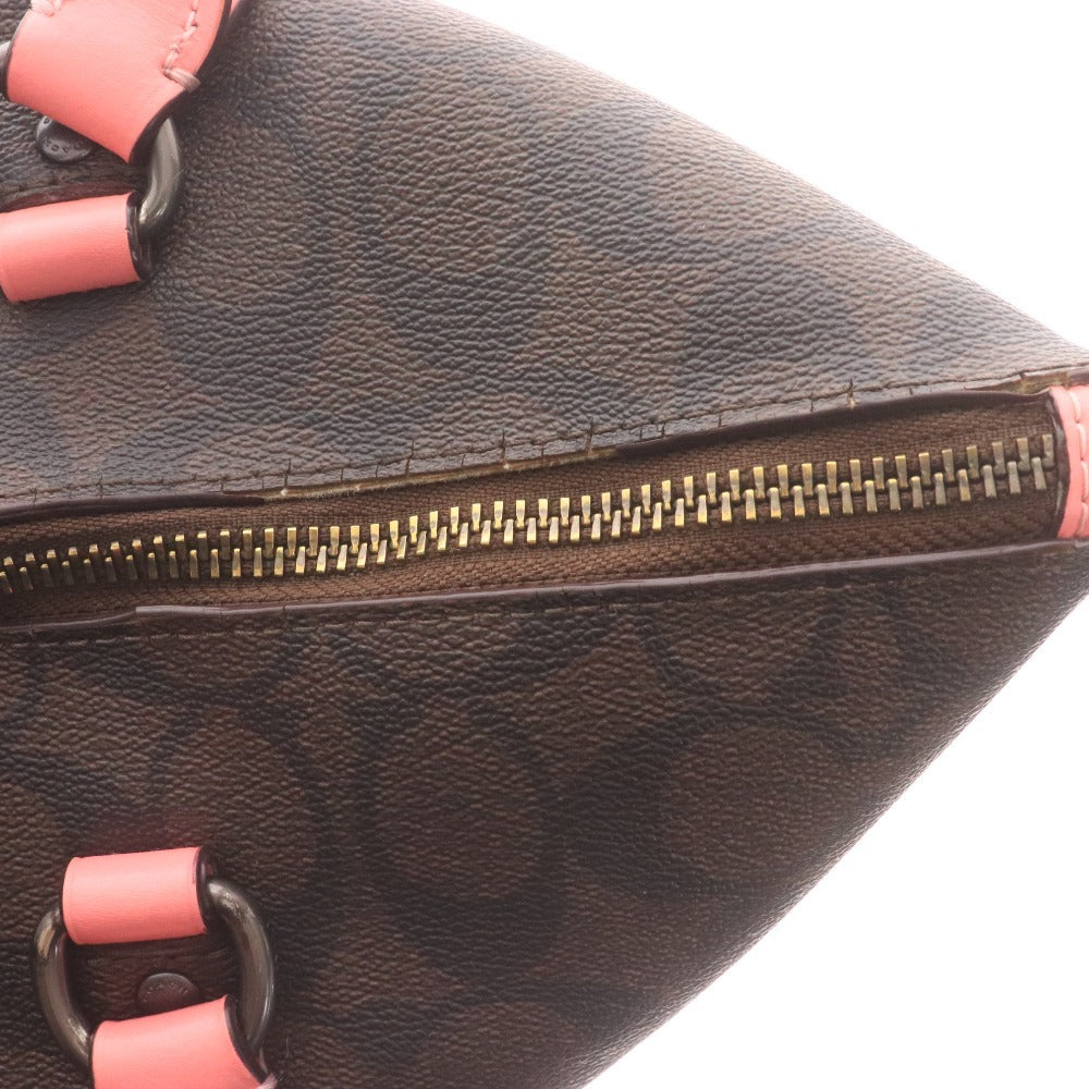 ■ コーチ ハンド トートバッグ シグネチャー C2078-79609 鞄 革 レザー ファスナー モノグラム柄 ロゴ レディース ダークブラウン