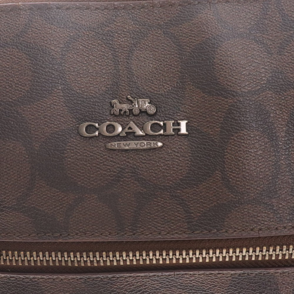 ■ コーチ ハンド トートバッグ シグネチャー C2078-79609 鞄 革 レザー ファスナー モノグラム柄 ロゴ レディース ダークブラウン