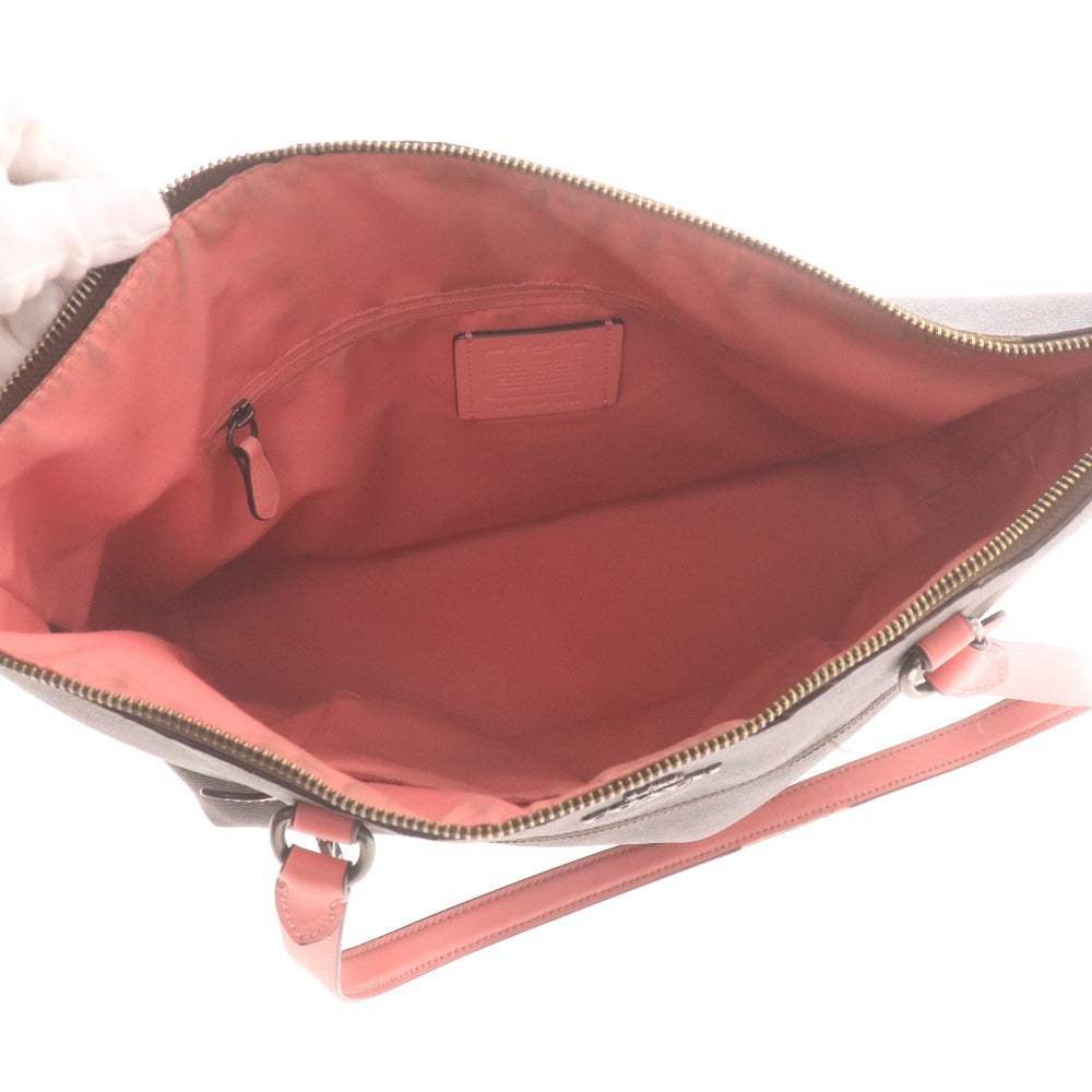 ■ コーチ ハンド トートバッグ シグネチャー C2078-79609 鞄 革 レザー ファスナー モノグラム柄 ロゴ レディース ダークブラウン