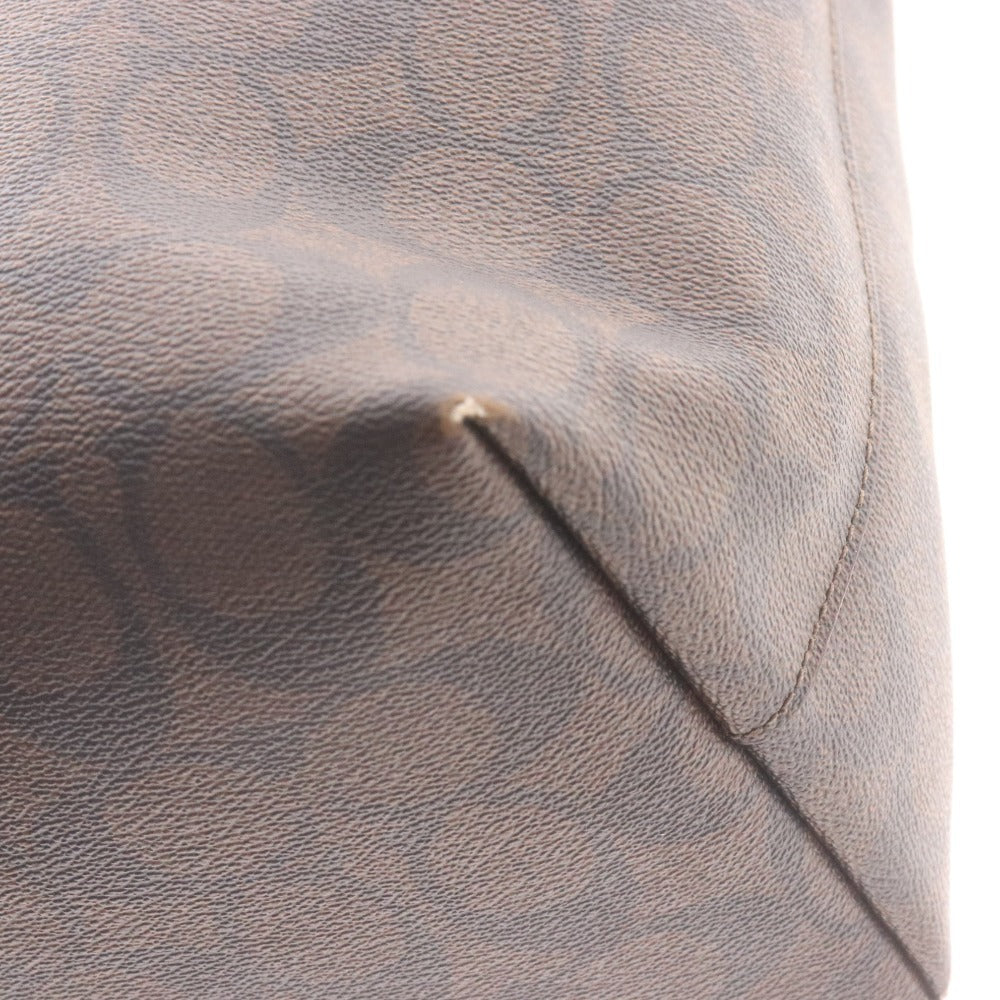 ■ コーチ ハンド トートバッグ シグネチャー C2078-79609 鞄 革 レザー ファスナー モノグラム柄 ロゴ レディース ダークブラウン