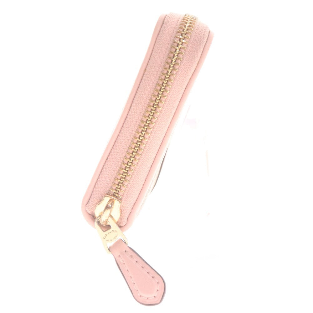 Coach Long Wallet K2046 54630 Leather Round Zipper Coin Purse Bill Compartment Card Slots Logo Women's Pink Beige Brown