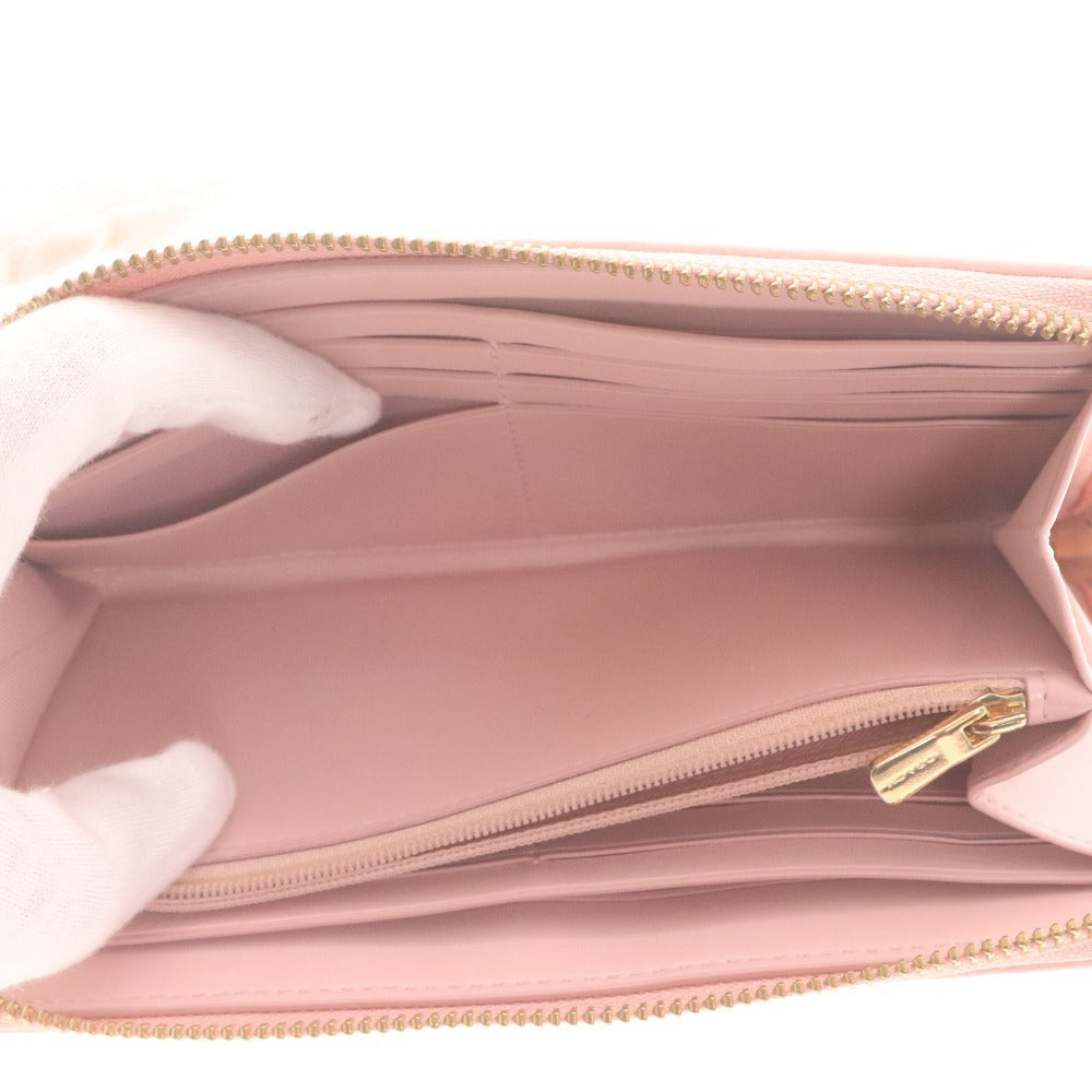 Coach Long Wallet K2046 54630 Leather Round Zipper Coin Purse Bill Compartment Card Slots Logo Women's Pink Beige Brown