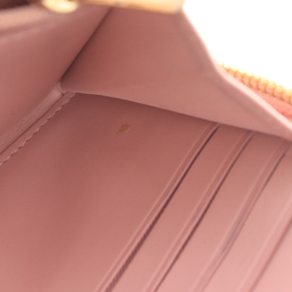 Coach Long Wallet K2046 54630 Leather Round Zipper Coin Purse Bill Compartment Card Slots Logo Women's Pink Beige Brown