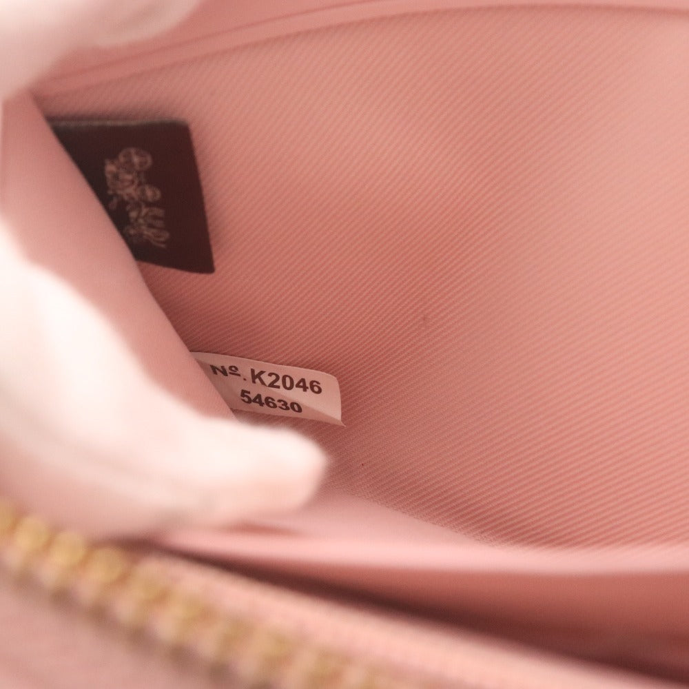 Coach Long Wallet K2046 54630 Leather Round Zipper Coin Purse Bill Compartment Card Slots Logo Women's Pink Beige Brown