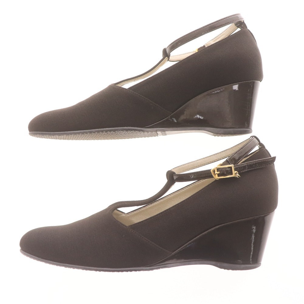 ■ イナバ t.inaba パンプス 3804 靴 Tストラップ ウェッジソール ラウンドトゥ 日本製 レディース 24.5 ダークブラウン 箱付き