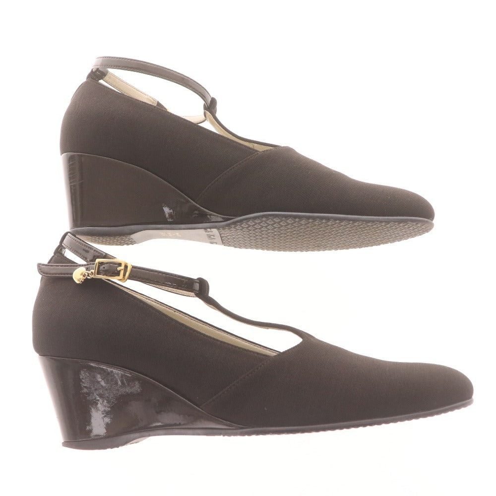 ■ イナバ t.inaba パンプス 3804 靴 Tストラップ ウェッジソール ラウンドトゥ 日本製 レディース 24.5 ダークブラウン 箱付き