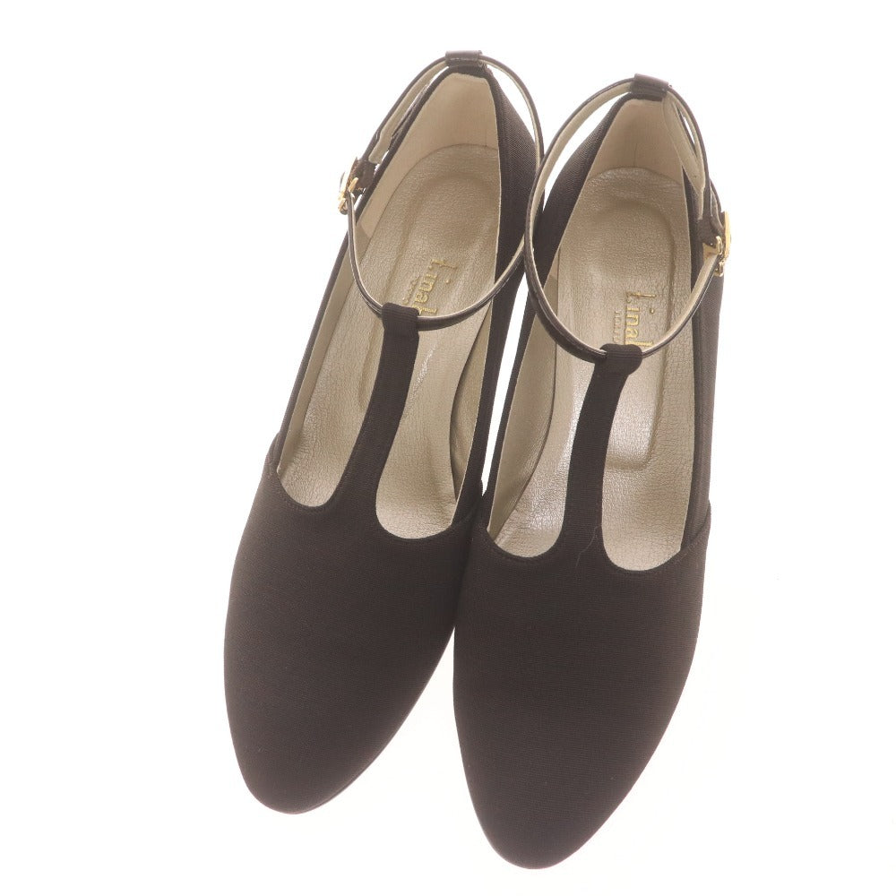 ■ イナバ t.inaba パンプス 3804 靴 Tストラップ ウェッジソール ラウンドトゥ 日本製 レディース 24.5 ダークブラウン 箱付き