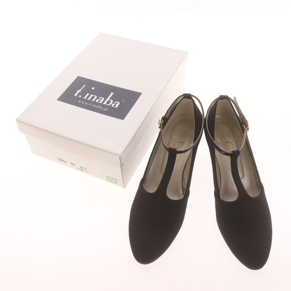 ■ イナバ t.inaba パンプス 3804 靴 Tストラップ ウェッジソール ラウンドトゥ 日本製 レディース 24.5 ダークブラウン 箱付き