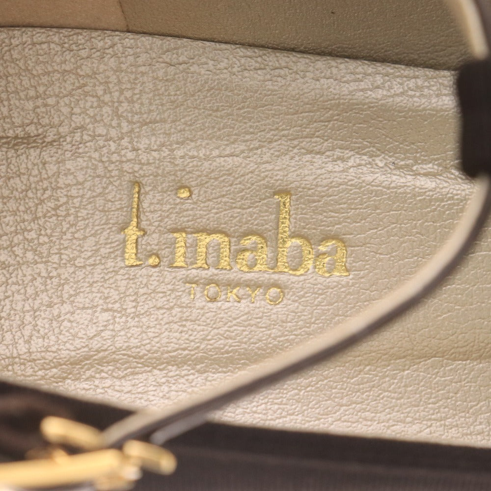 ■ イナバ t.inaba パンプス 3804 靴 Tストラップ ウェッジソール ラウンドトゥ 日本製 レディース 24.5 ダークブラウン 箱付き