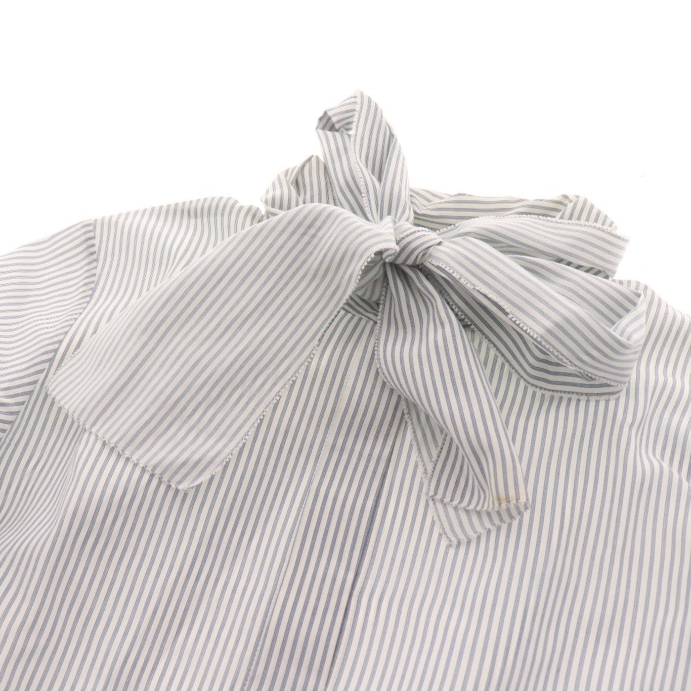 ■ エリオポール ブラウス 長袖 トップス ストライプ ボウタイ イタリア インポート セレクト レディース 38(9号サイズ相当) ホワイト系