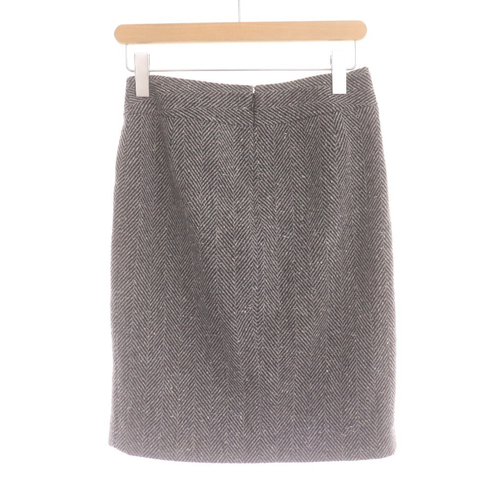 ■ ドルチェ＆ガッバーナ ひざ丈スカート ボトムス ウール ヘリンボーン スリット レオパード レディース 38(9号サイズ相当） グレー系