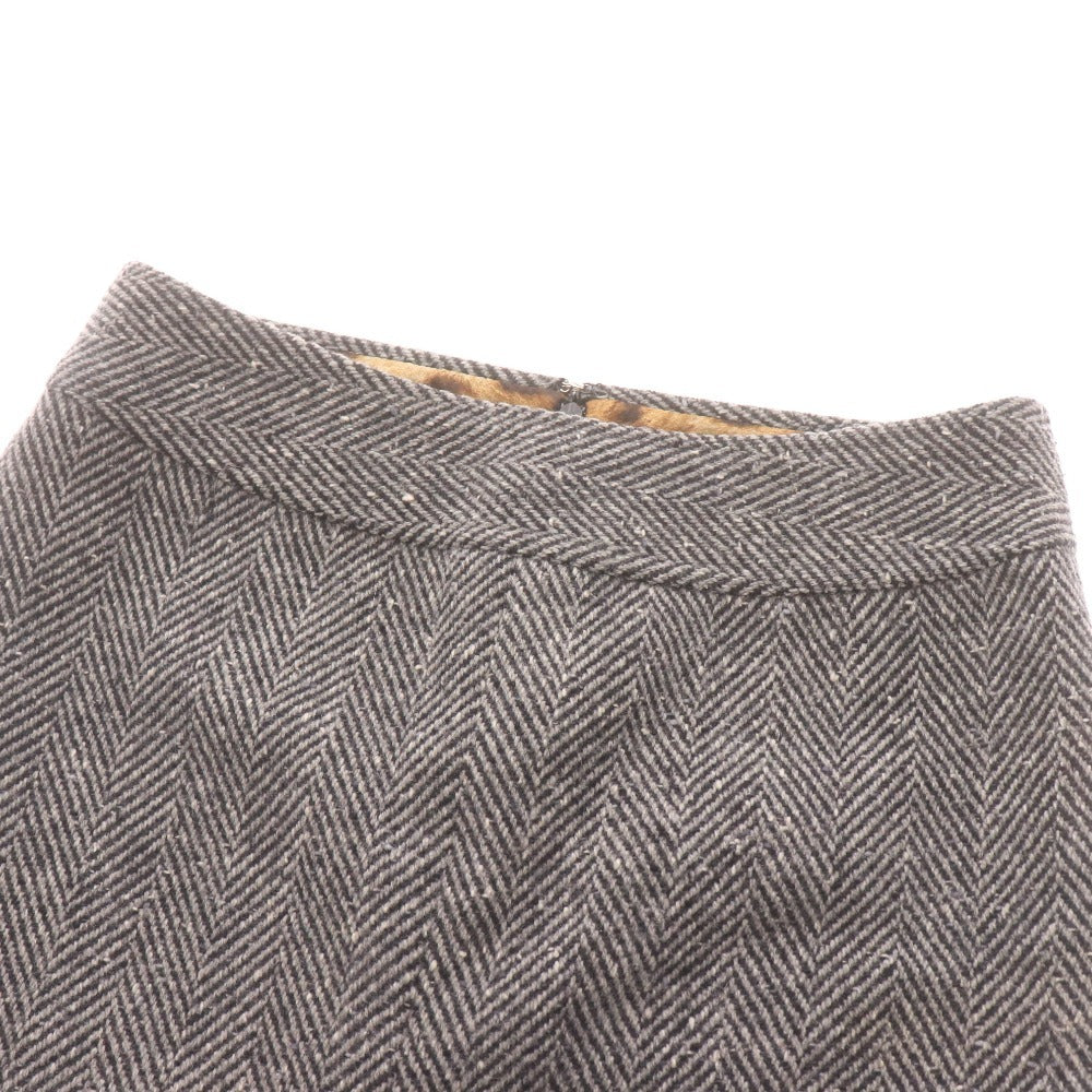 ■ ドルチェ＆ガッバーナ ひざ丈スカート ボトムス ウール ヘリンボーン スリット レオパード レディース 38(9号サイズ相当） グレー系