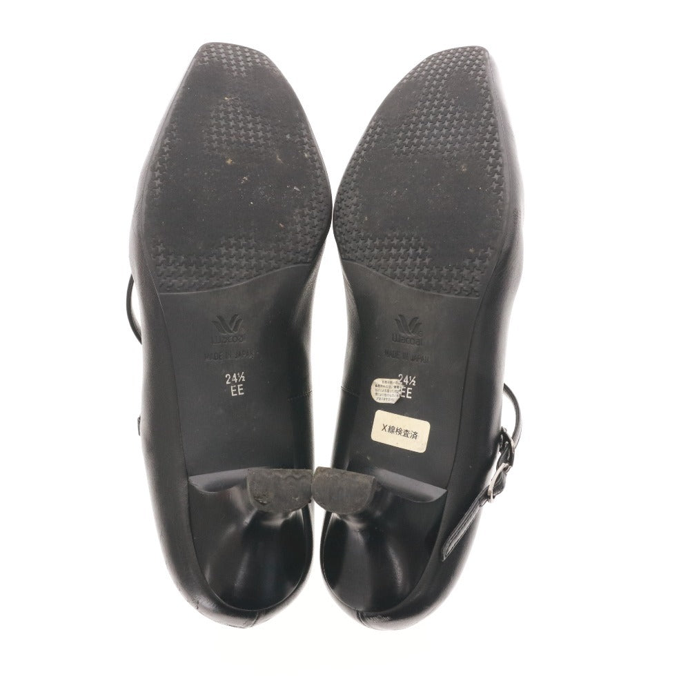 ■ ワコール サクセスウォーク パンプス WFN051 靴 日本製 ストラップ ローヒール レディース 24.5cm ブラック 箱付き