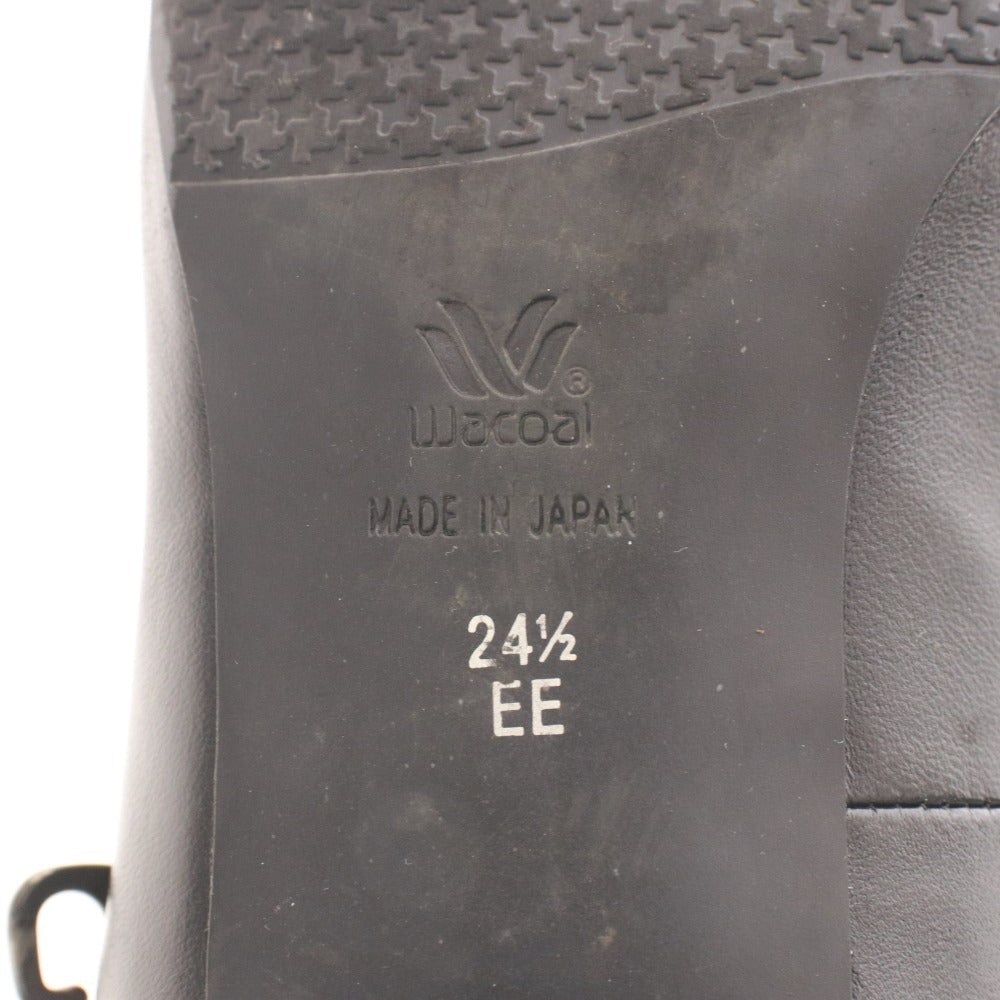 ■ ワコール サクセスウォーク パンプス WFN051 靴 日本製 ストラップ ローヒール レディース 24.5cm ブラック 箱付き