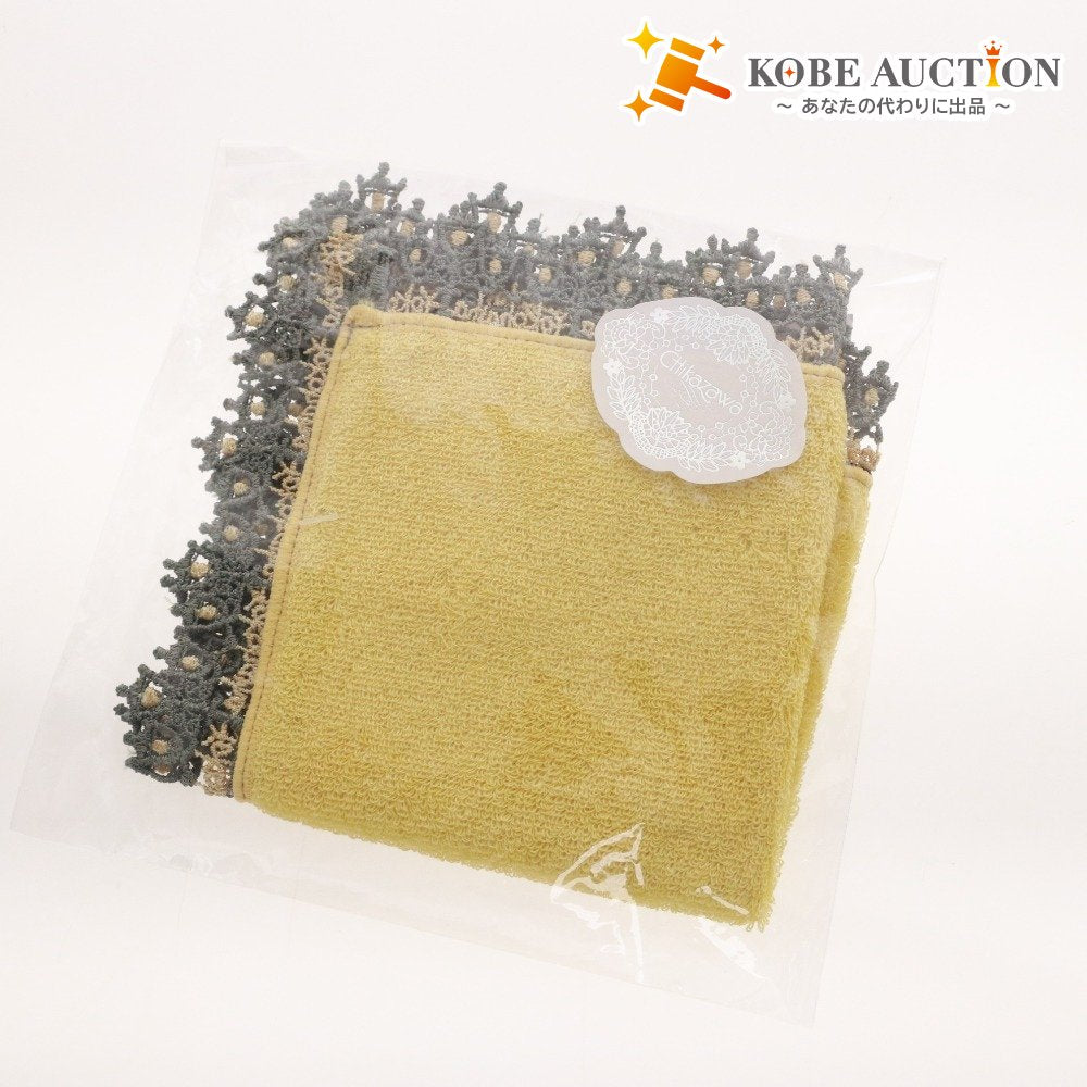 ■ チカザワレース 近沢 ハンカチ タオルハンカチ ミニタオル CHIKAZAWA 横浜 レディース 25×25 イエローベージュ系 未使用