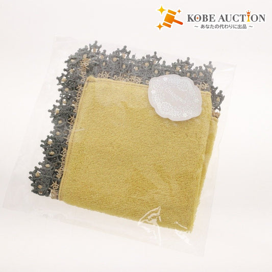 ■ チカザワレース 近沢 ハンカチ タオルハンカチ ミニタオル CHIKAZAWA 横浜 レディース 25×25 イエローベージュ系 未使用