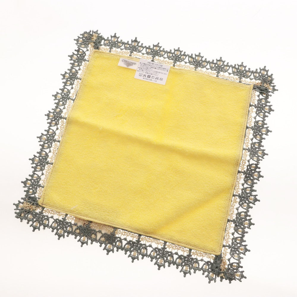 ■ チカザワレース 近沢 ハンカチ タオルハンカチ ミニタオル CHIKAZAWA 横浜 レディース 25×25 イエローベージュ系 未使用