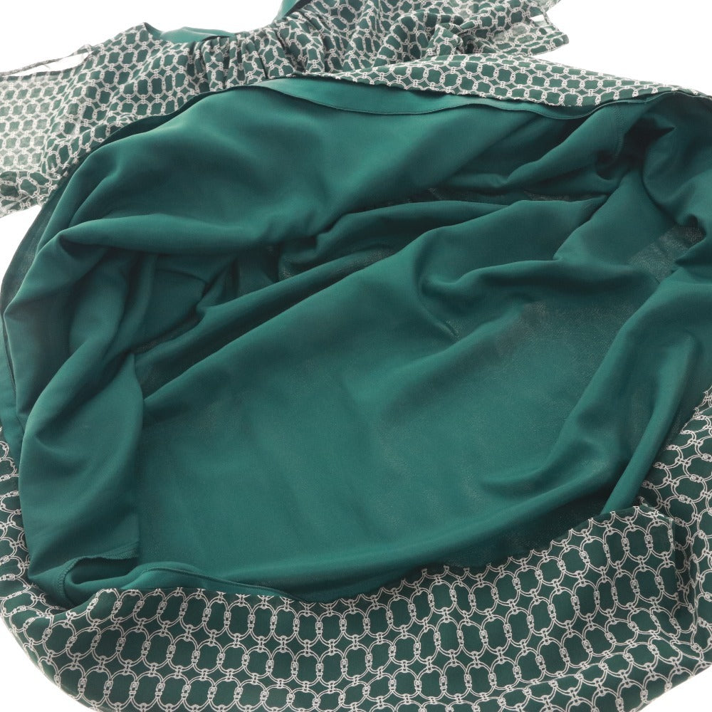 ■ プラティーヌ PLATINE ロングワンピース 半袖 トップス ボトムス 日本製 銀座マギー 総柄 ウエストコード レディース ダークグリーン