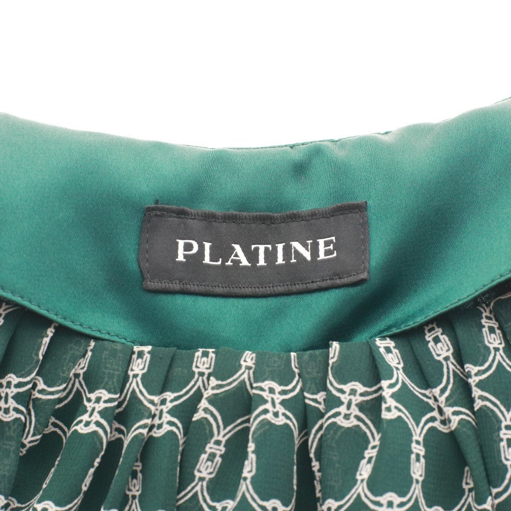 ■ プラティーヌ PLATINE ロングワンピース 半袖 トップス ボトムス 日本製 銀座マギー 総柄 ウエストコード レディース ダークグリーン