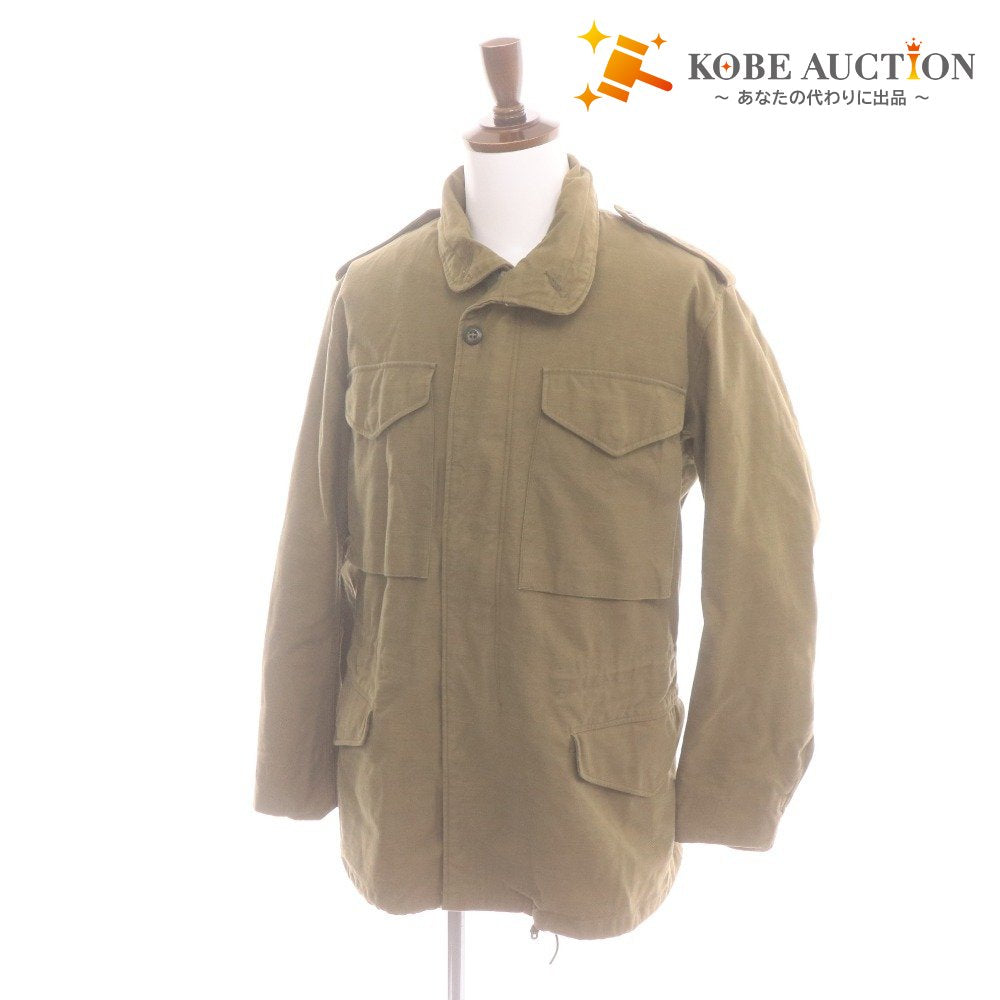 Buzz Rickson's M-65 Long Sleeve Field Jacket (BR11702) with Waist Drawstring and Velcro Closure, Men's Size Small, Khaki