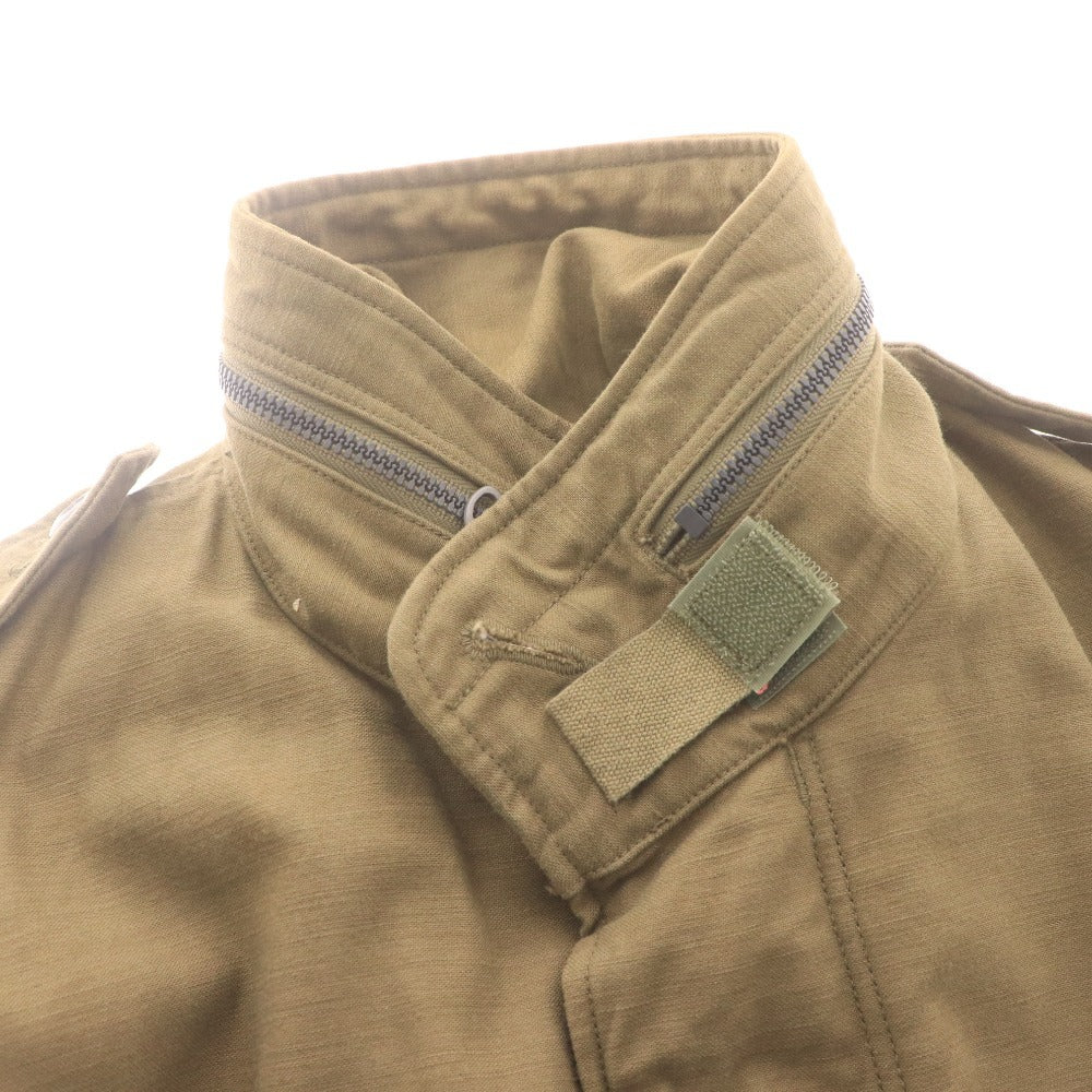 Buzz Rickson's M-65 Long Sleeve Field Jacket (BR11702) with Waist Drawstring and Velcro Closure, Men's Size Small, Khaki