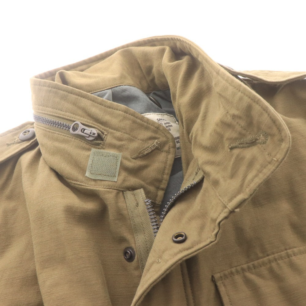 Buzz Rickson's M-65 Long Sleeve Field Jacket (BR11702) with Waist Drawstring and Velcro Closure, Men's Size Small, Khaki