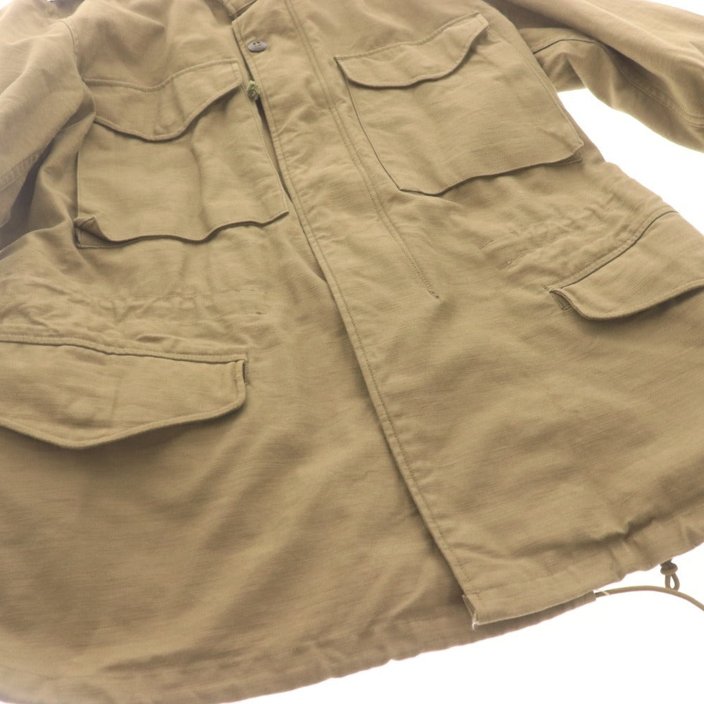 Buzz Rickson's M-65 Long Sleeve Field Jacket (BR11702) with Waist Drawstring and Velcro Closure, Men's Size Small, Khaki