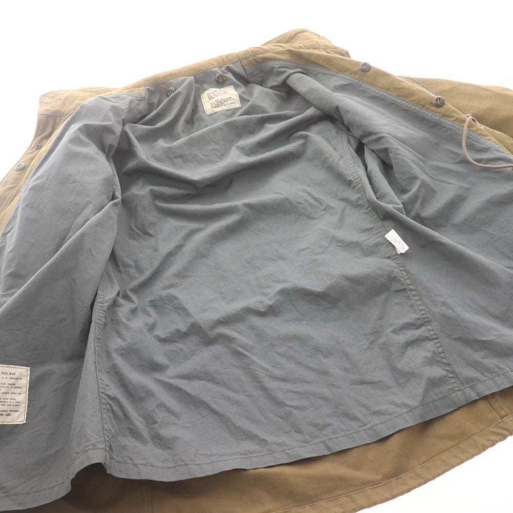 Buzz Rickson's M-65 Long Sleeve Field Jacket (BR11702) with Waist Drawstring and Velcro Closure, Men's Size Small, Khaki