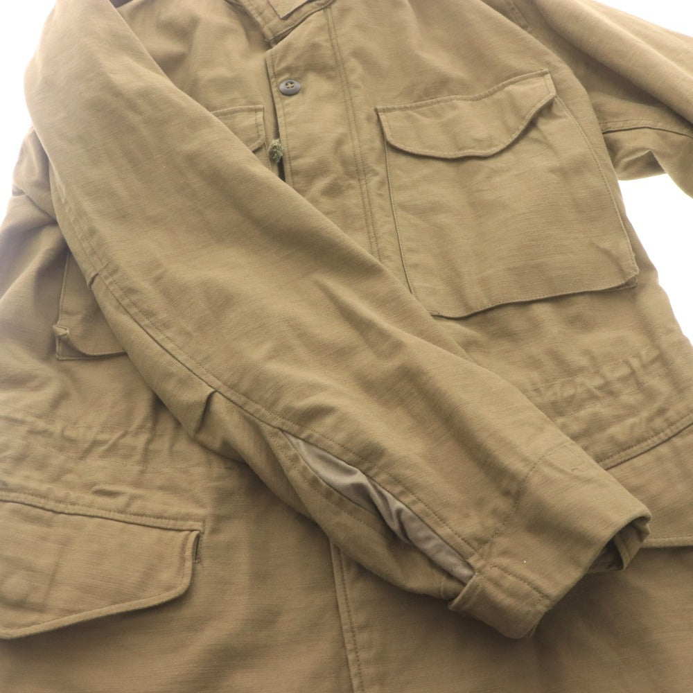 Buzz Rickson's M-65 Long Sleeve Field Jacket (BR11702) with Waist Drawstring and Velcro Closure, Men's Size Small, Khaki