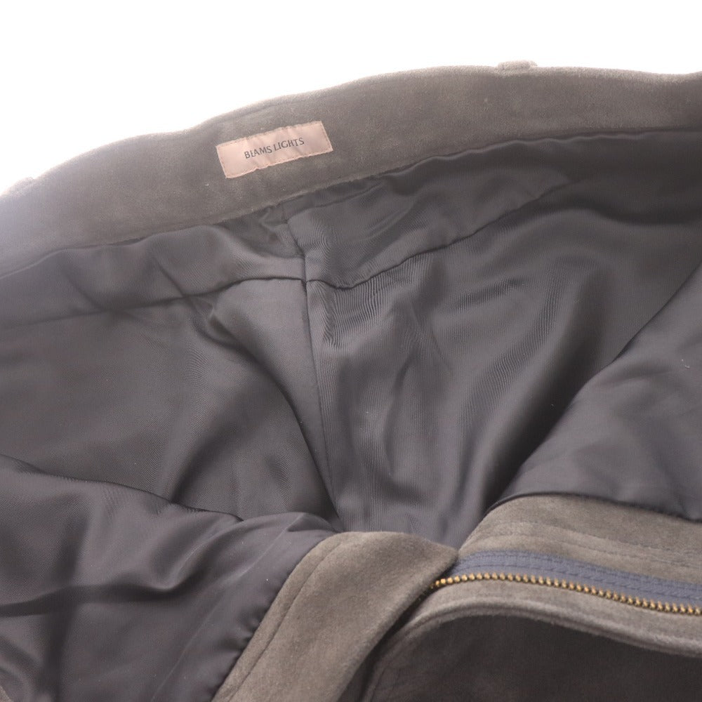■ ビームス ライツ レザーパンツ H2309 ボトムス ゴートレザー やぎ革 ストレート メンズ L グレー タグ付き 未使用