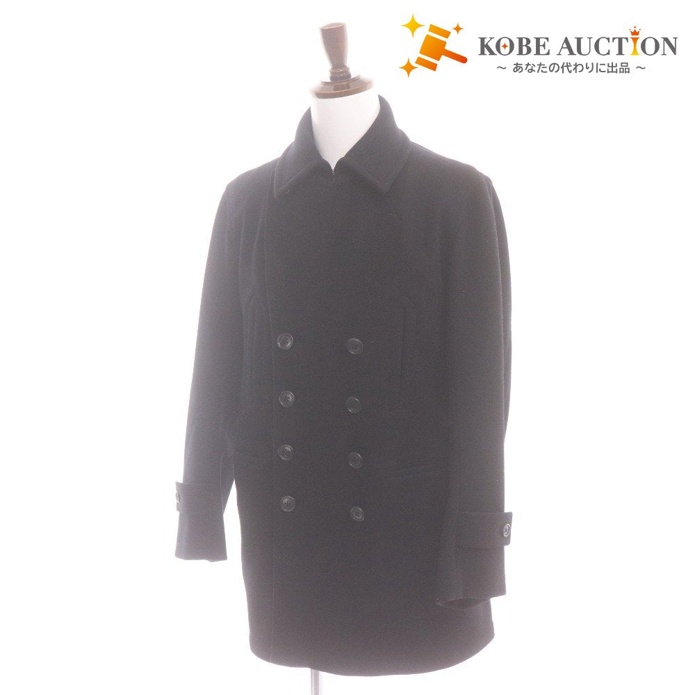 scye Men's Long Sleeve P-Coat (1106-73780) Made in Japan, Cashmere and Wool Outer Jacket, Size 40 (Equivalent to L), Black