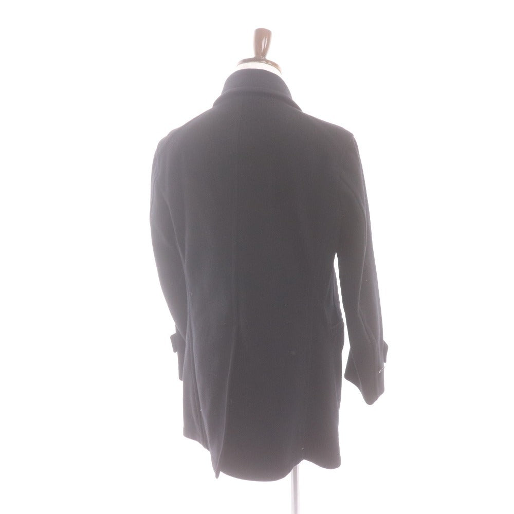 scye Men's Long Sleeve P-Coat (1106-73780) Made in Japan, Cashmere and Wool Outer Jacket, Size 40 (Equivalent to L), Black