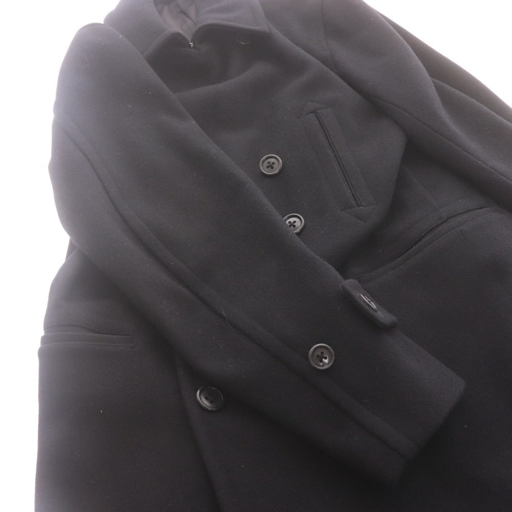 scye Men's Long Sleeve P-Coat (1106-73780) Made in Japan, Cashmere and Wool Outer Jacket, Size 40 (Equivalent to L), Black