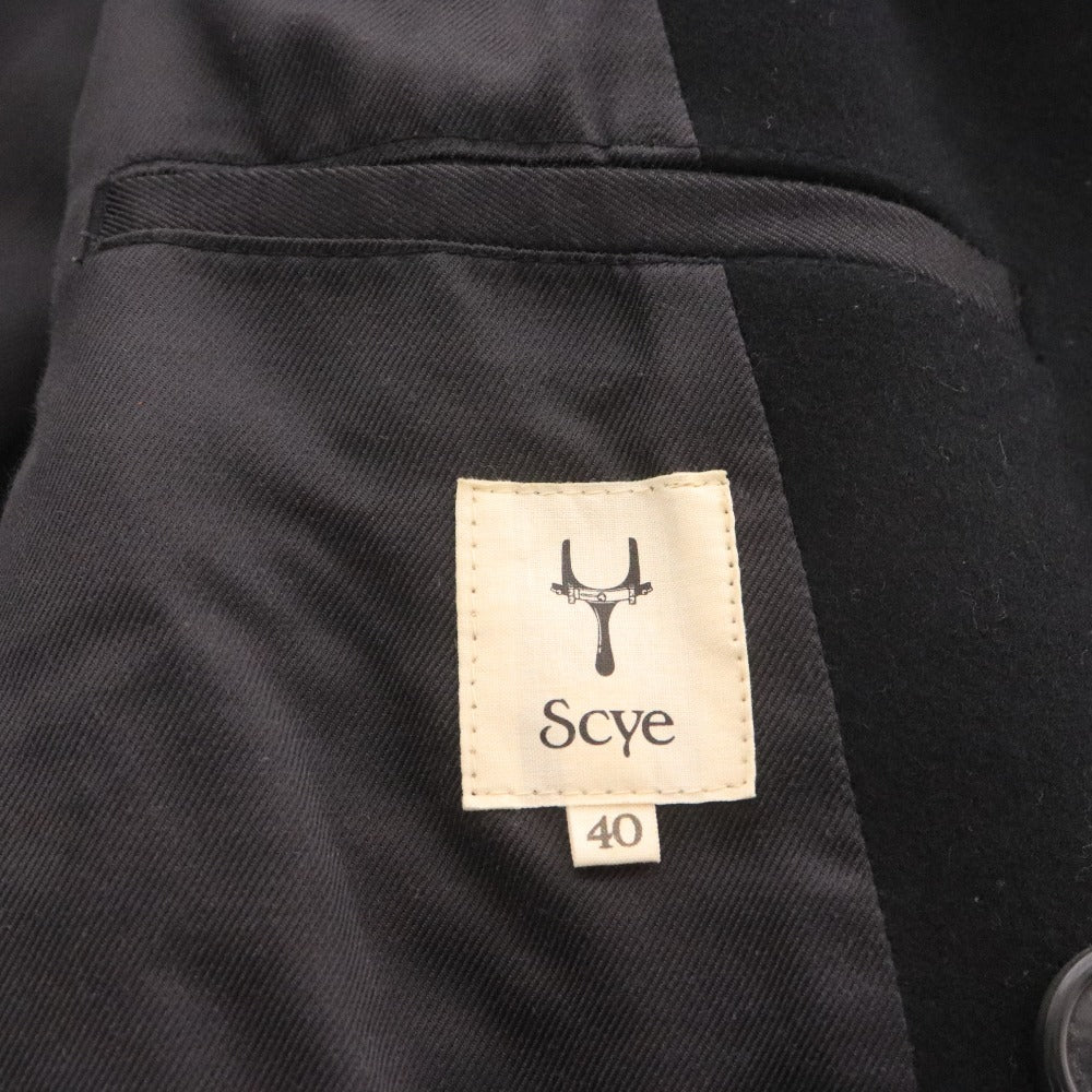 scye Men's Long Sleeve P-Coat (1106-73780) Made in Japan, Cashmere and Wool Outer Jacket, Size 40 (Equivalent to L), Black