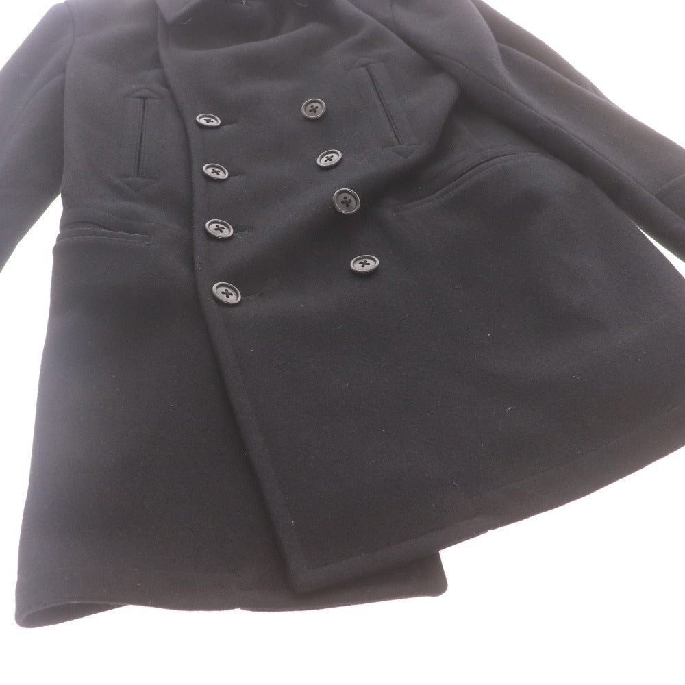 scye Men's Long Sleeve P-Coat (1106-73780) Made in Japan, Cashmere and Wool Outer Jacket, Size 40 (Equivalent to L), Black