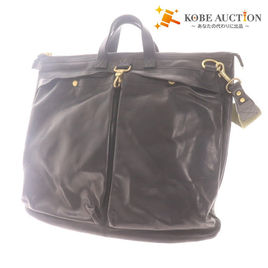 ■ GANZO ガンゾ ヘイルメリー ヘルメットバッグ 0057672-10 トート ショルダー 日本製 馬革 メンズ ブラック 付属品付き 未使用