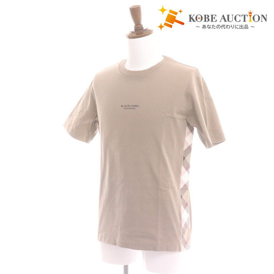■ ブラックレーベル クレストブリッジ Tシャツ 半袖 トップス チェック柄 ロゴ プリント メンズ M ライトベージュ 未使用