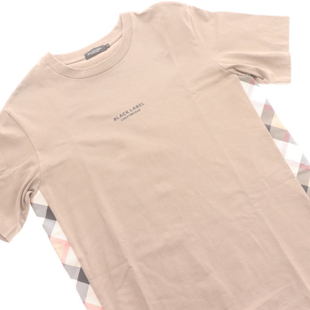 ■ ブラックレーベル クレストブリッジ Tシャツ 半袖 トップス チェック柄 ロゴ プリント メンズ M ライトベージュ 未使用